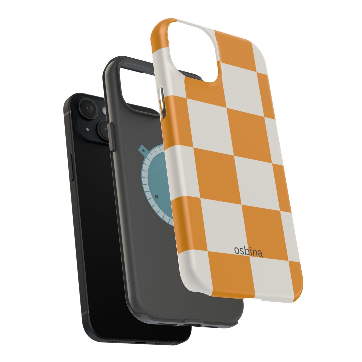 osbina | MagSafe Compatible for iPhone | Check You Out — The Orange + White Check Case | The Season Collective