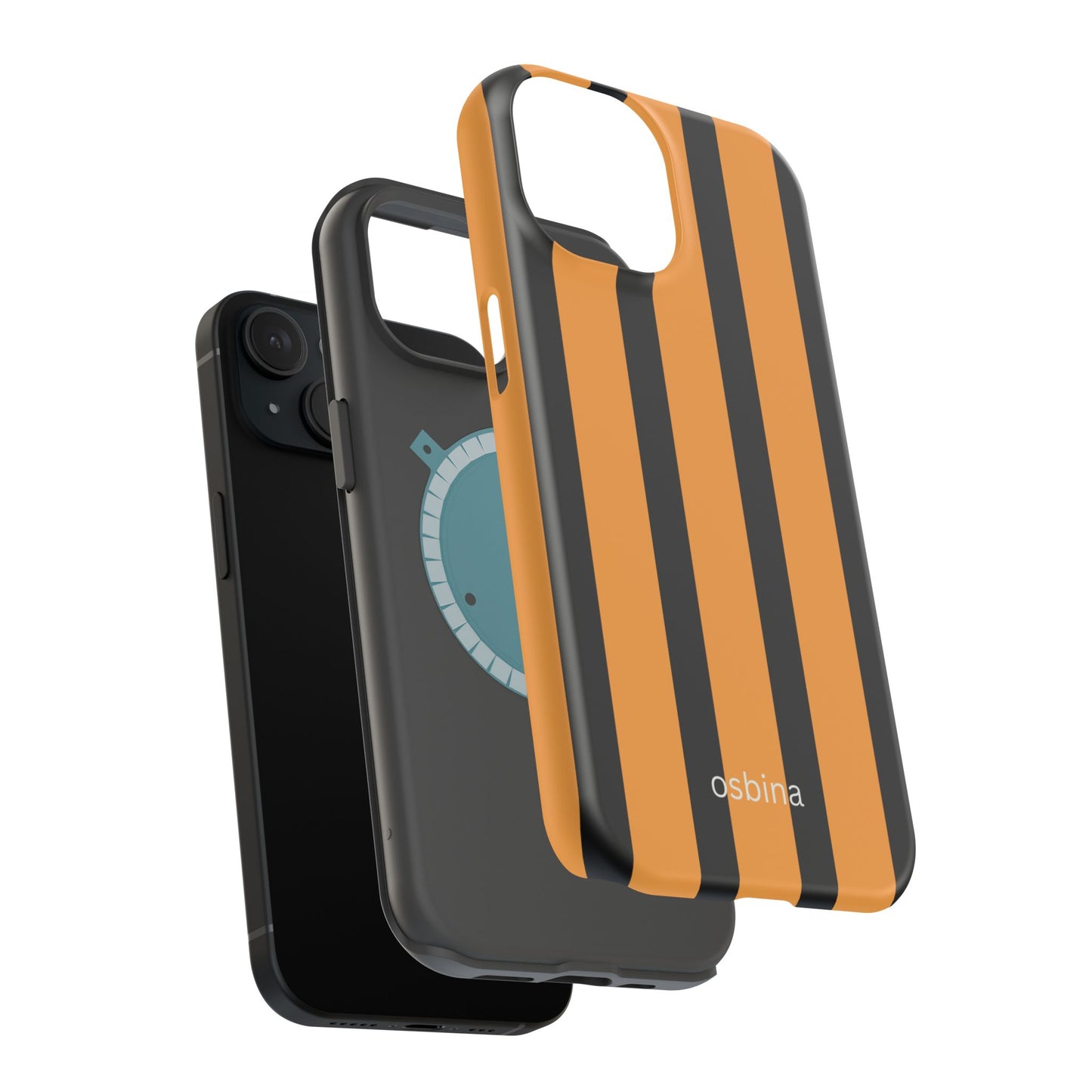 osbina | MagSafe Compatible for iPhone | The Statement Stripe Case in Black + Orange | The Season Collective