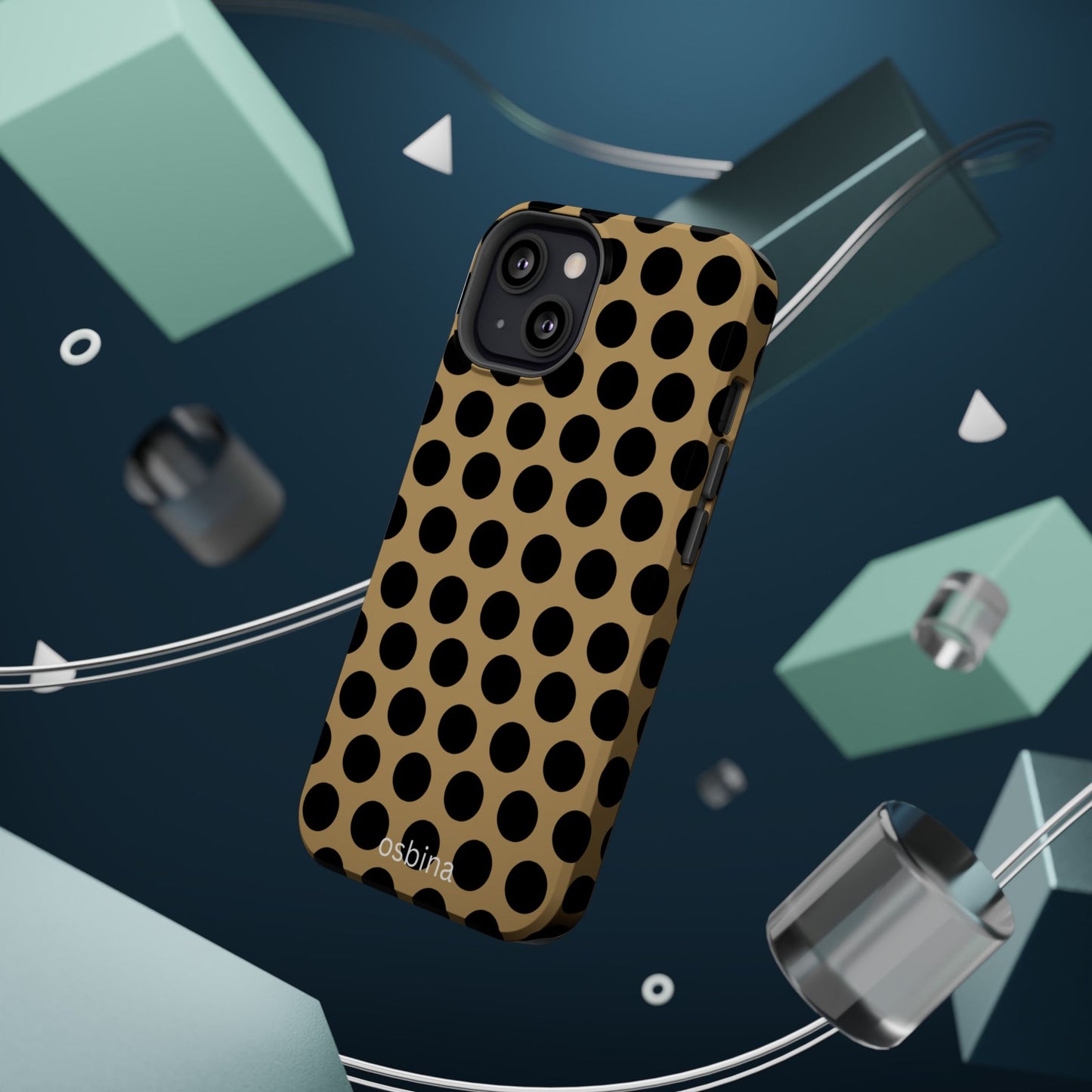 osbina | MagSafe compatible for iPhone | Camel Noir Dots Phone Case | Modern Muse Collection