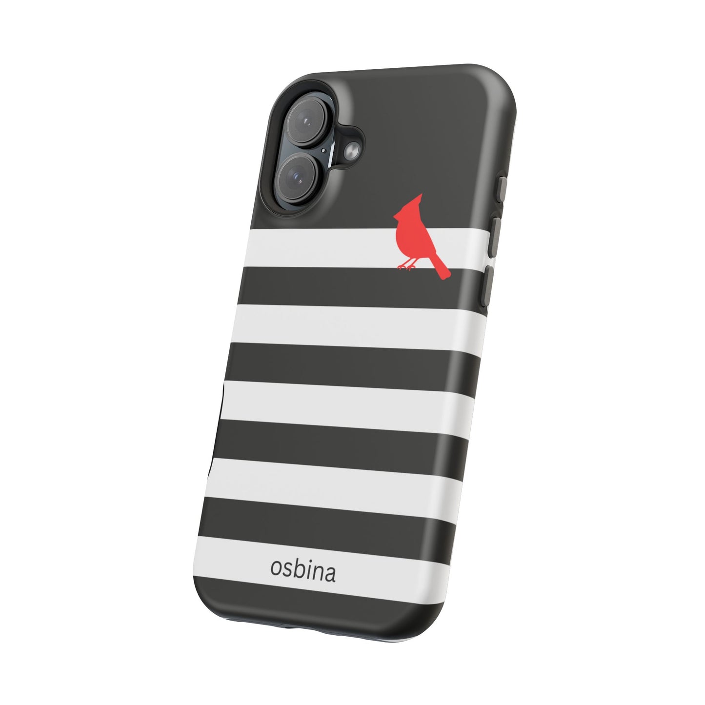 osbina | MagSafe compatible for iPhone | Redbird Edition Thinking of You Phone Case Black & White Stripe | Inspired By Collection