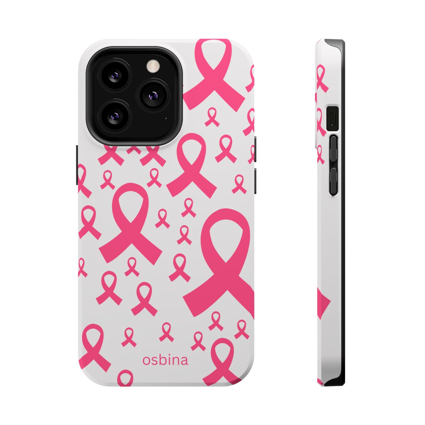 osbina | MagSafe compatible for iPhone | Limited Edition Strength in Ribbons Case in Light Pink + Soft Pink + Hot Pink | The Pink October Collection | Inspired By