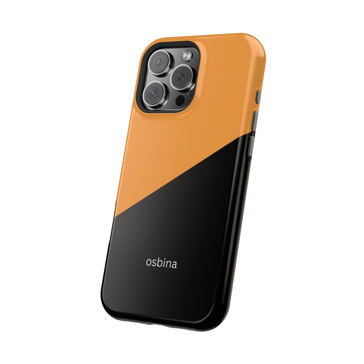 osbina | MagSafe Compatible for iPhone | Bold Moves Only — The Orange + Black Split Diagonal Case | The Season Collective