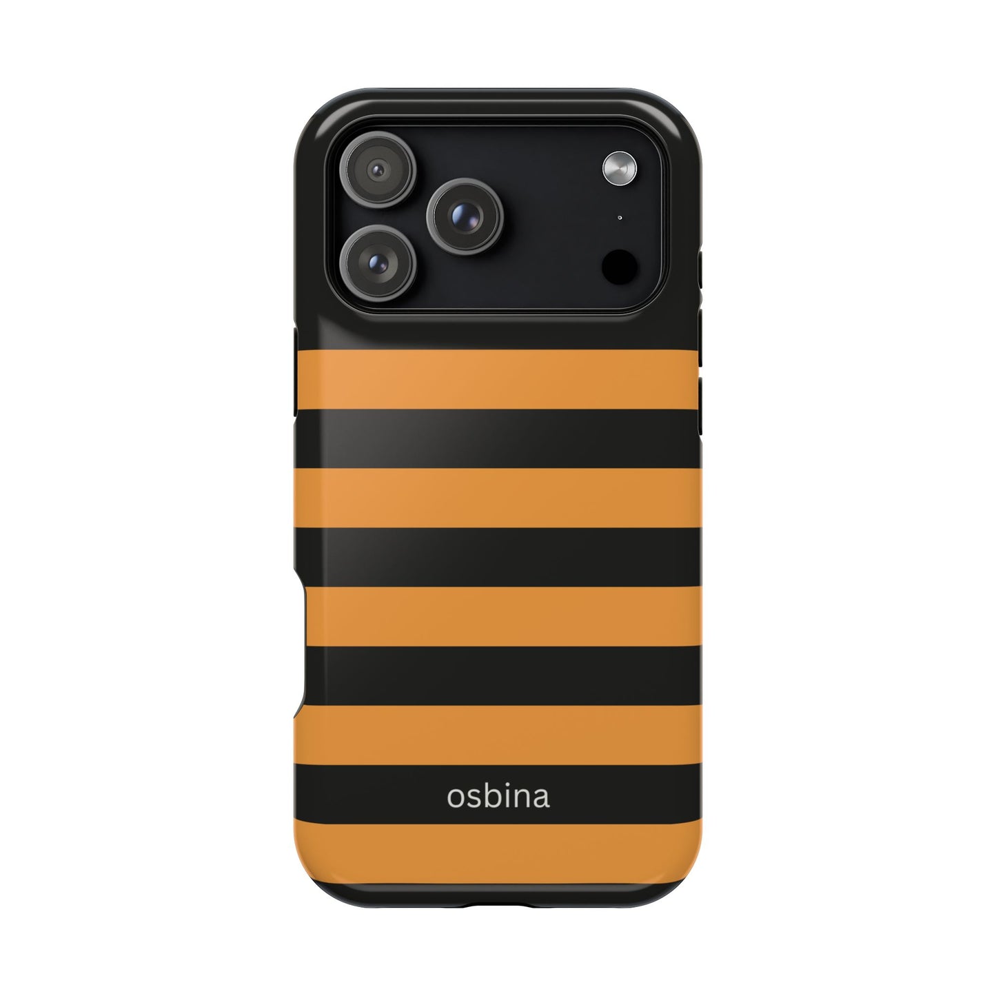osbina | MagSafe Compatible for iPhone | The Horizon Stripe Case in Black + Orange | The Season Collective