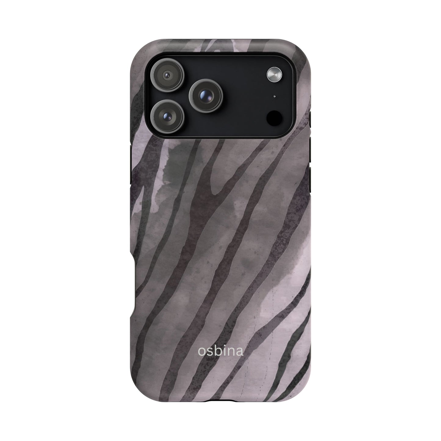 osbina | MagSafe Compatible for iPhone | Stripes on Point — The Muted Gray + Black Tiger Case | The Season Collective