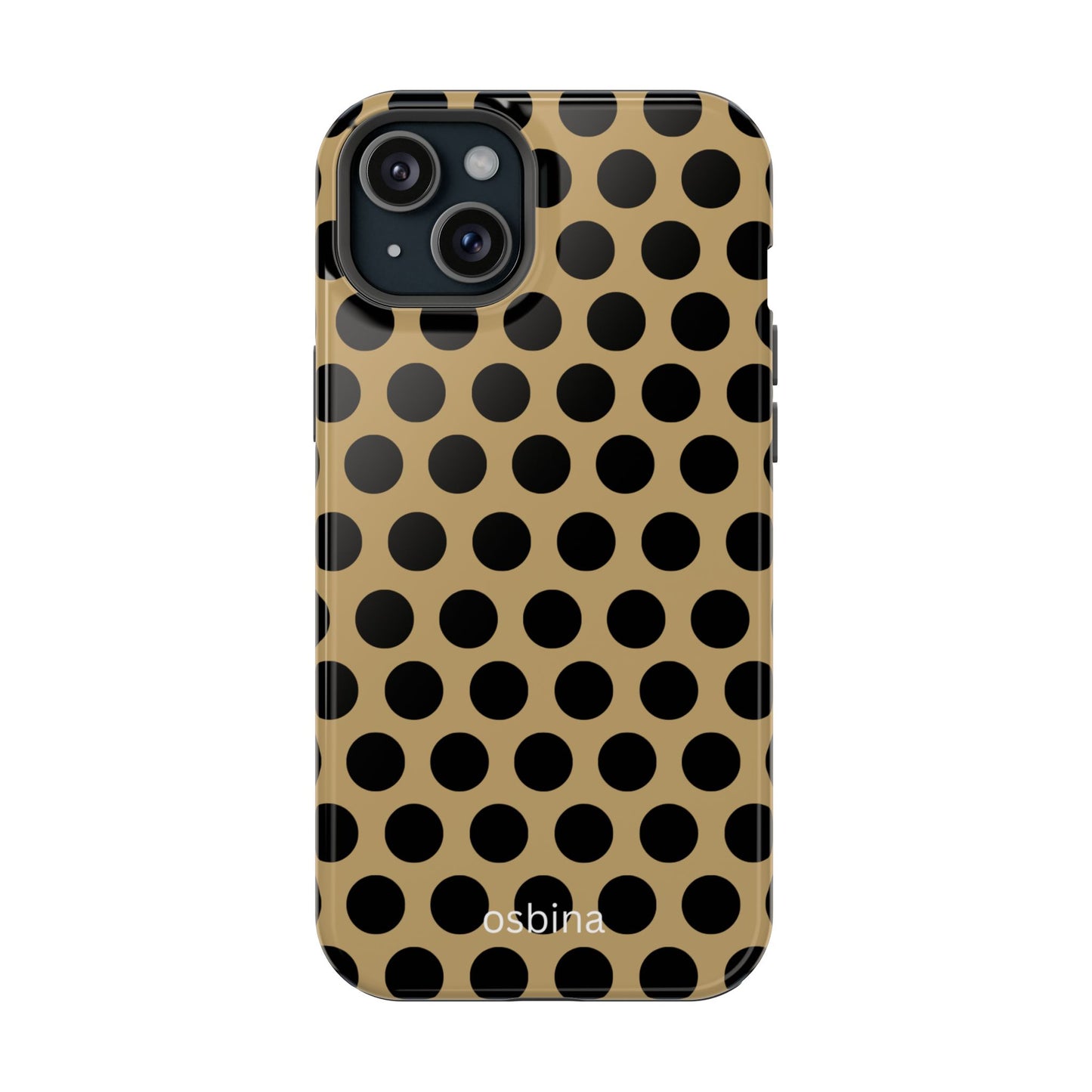 osbina | MagSafe compatible for iPhone | Camel Noir Dots Phone Case | Modern Muse Collection