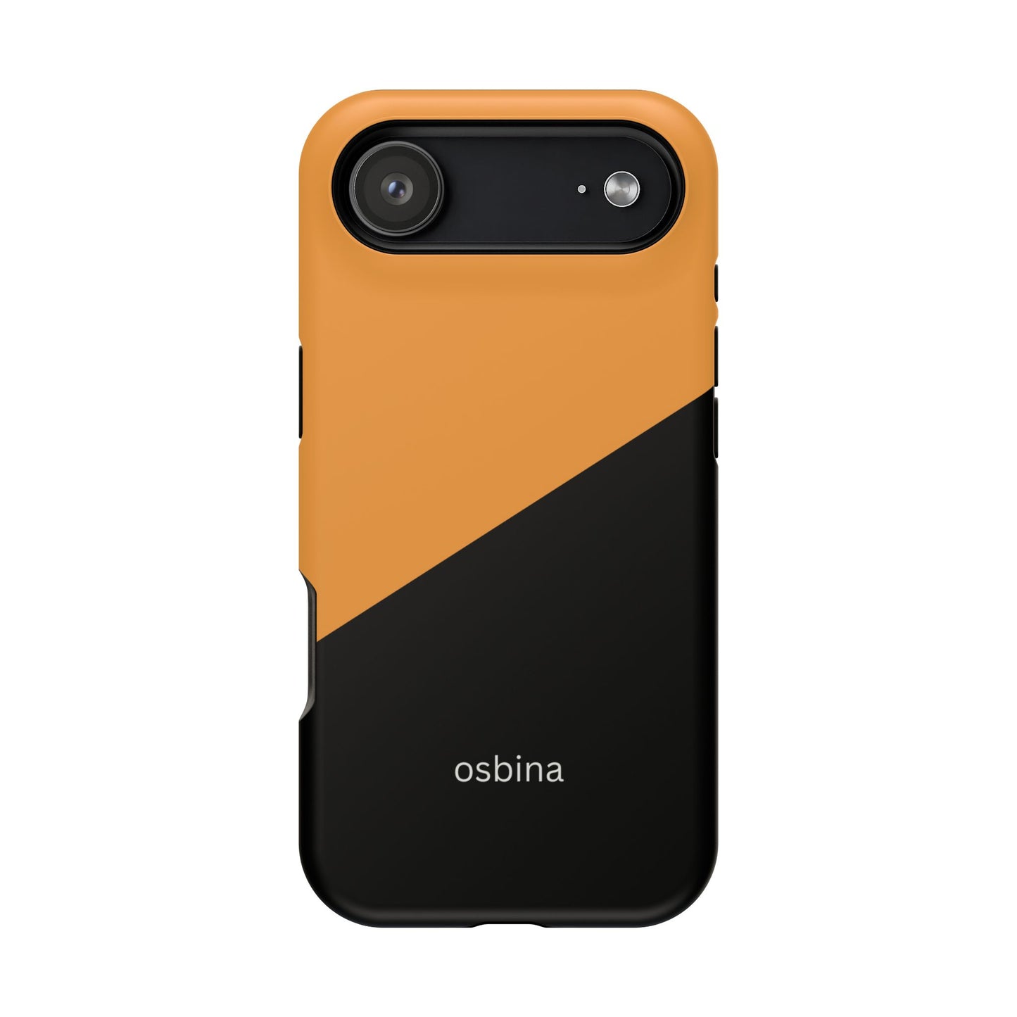 osbina | MagSafe Compatible for iPhone | Bold Moves Only — The Orange + Black Split Diagonal Case | The Season Collective