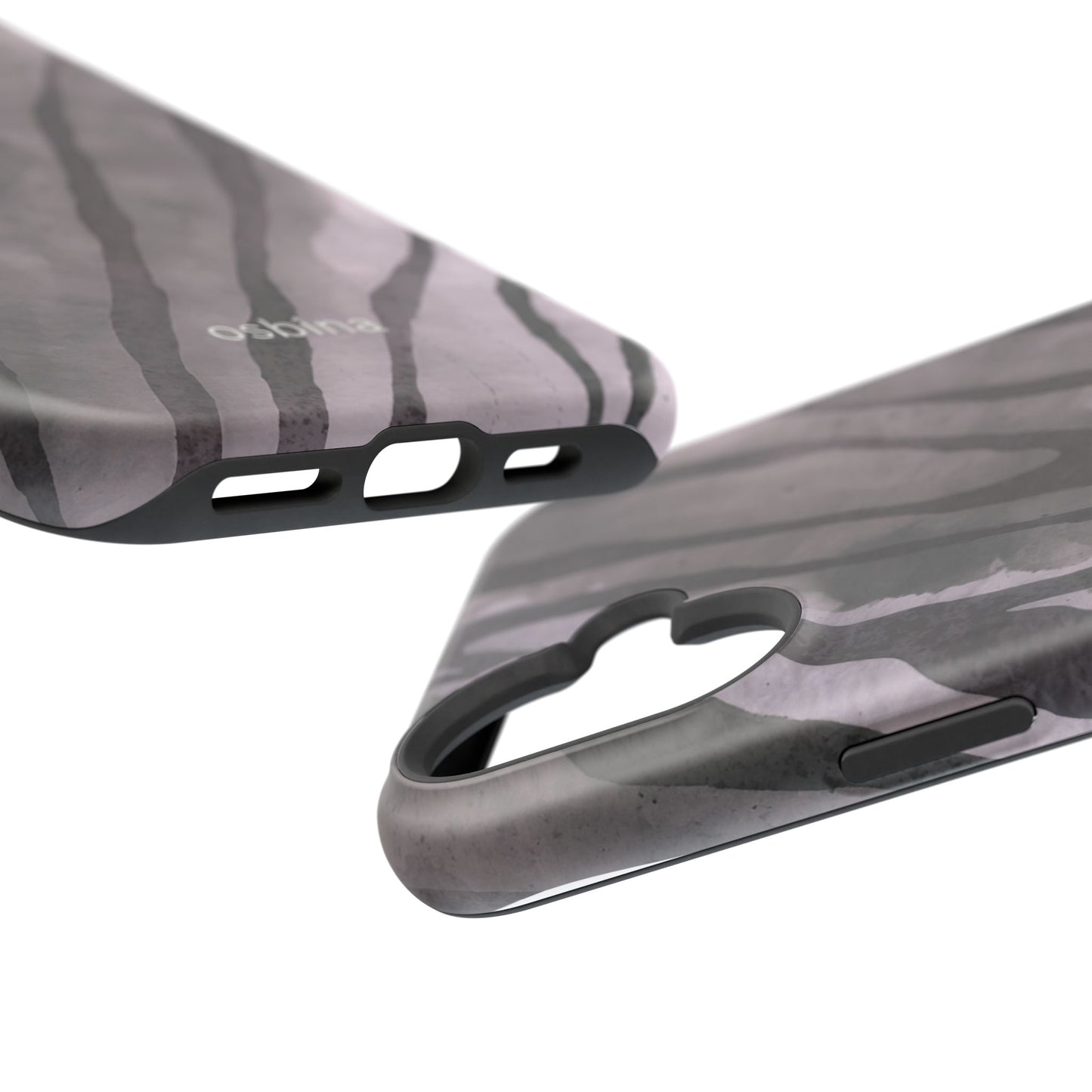 osbina | MagSafe Compatible for iPhone | Stripes on Point — The Muted Gray + Black Tiger Case | The Season Collective