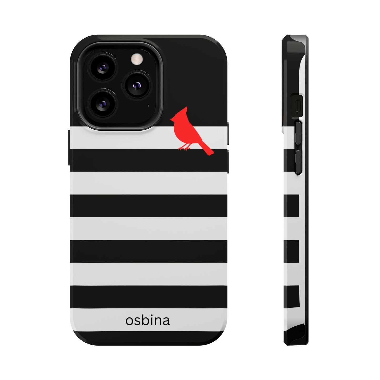 osbina | MagSafe compatible for iPhone | Redbird Edition Thinking of You Phone Case Black & White Stripe | Inspired By Collection