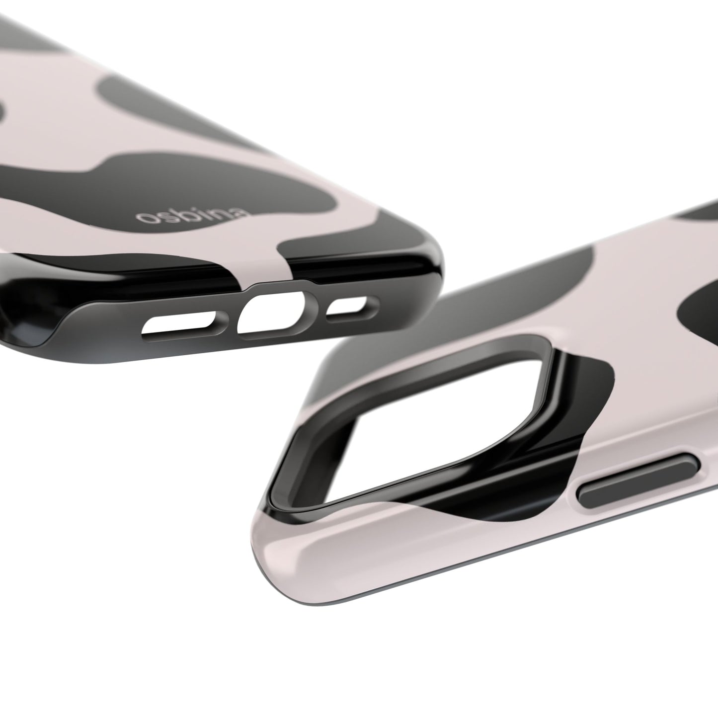 osbina | MagSafe compatible for iPhone | Prairie Chic Pink & Black Cow Print Phone Case | Modern Muse Collection
