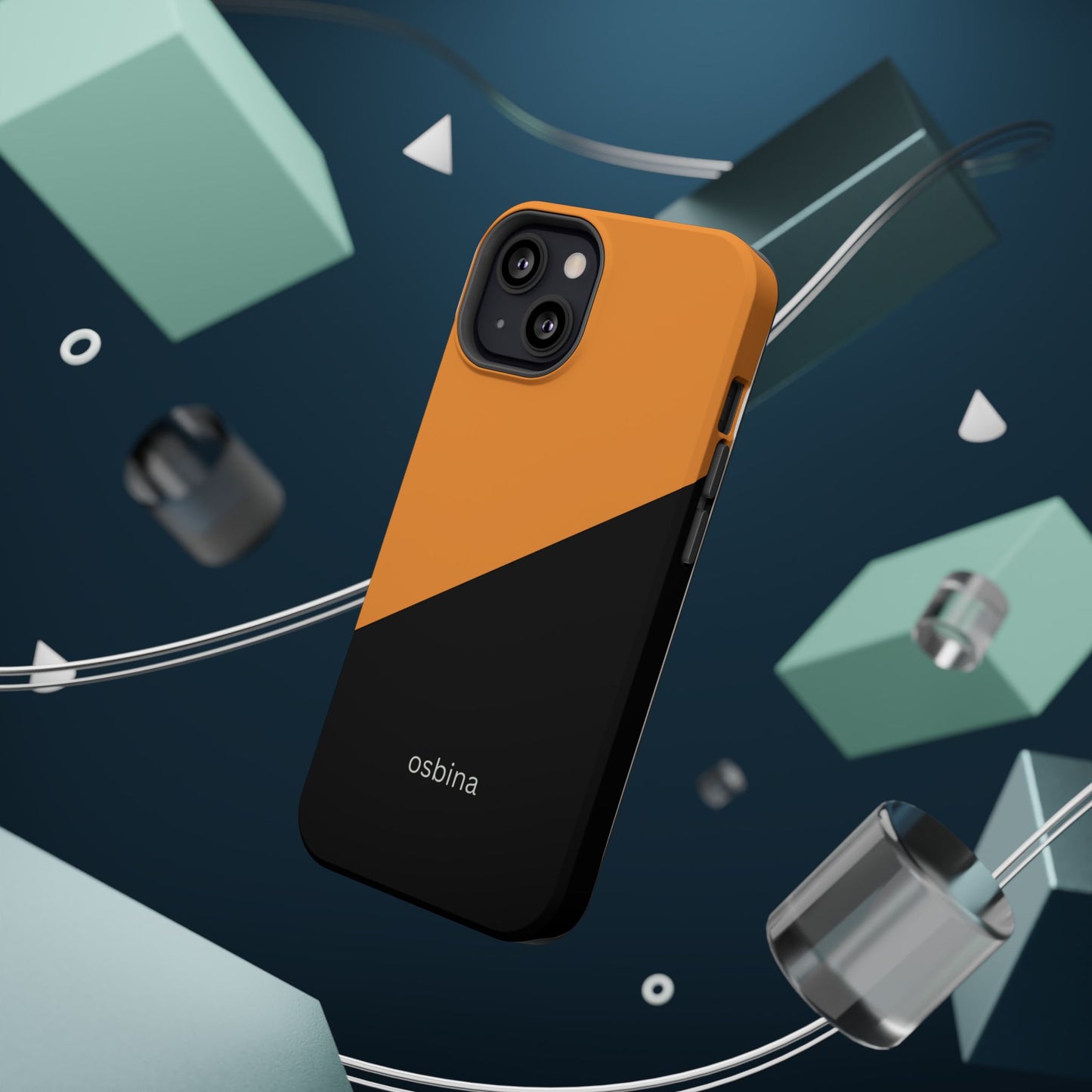 osbina | MagSafe Compatible for iPhone | Bold Moves Only — The Orange + Black Split Diagonal Case | The Season Collective