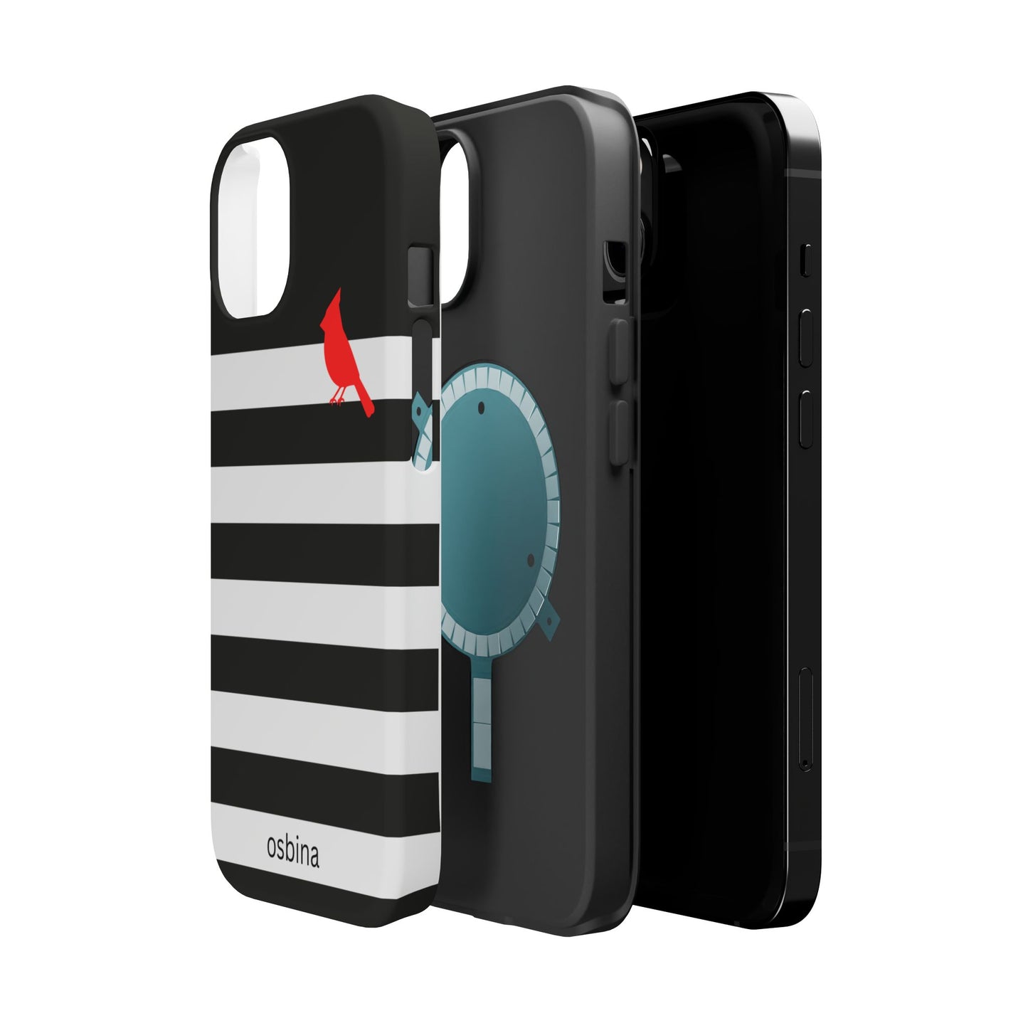 osbina | MagSafe compatible for iPhone | Redbird Edition Thinking of You Phone Case Black & White Stripe | Inspired By Collection