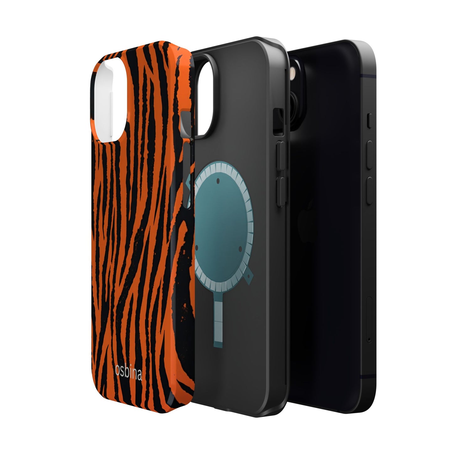 osbina | MagSafe Compatible for iPhone | Tiger, But Make It Chic — The Bengal Stripe Case in Orange + Black | The Season Collective