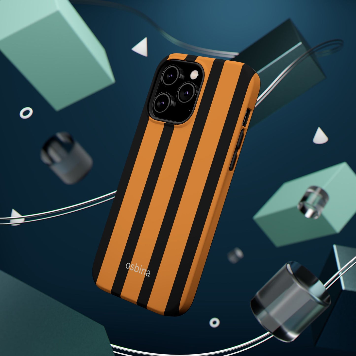 osbina | MagSafe Compatible for iPhone | The Statement Stripe Case in Black + Orange | The Season Collective