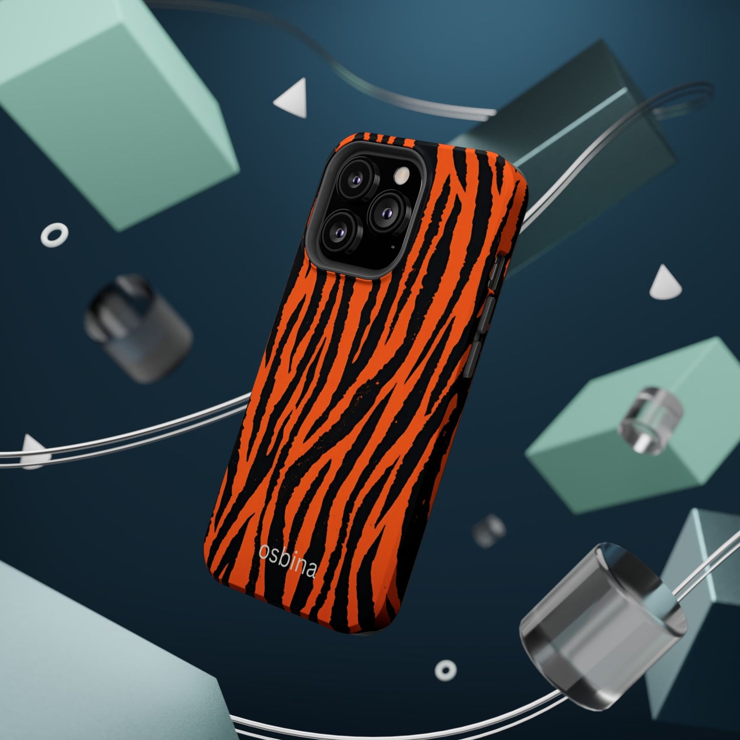 osbina | MagSafe Compatible for iPhone | Tiger, But Make It Chic — The Bengal Stripe Case in Orange + Black | The Season Collective