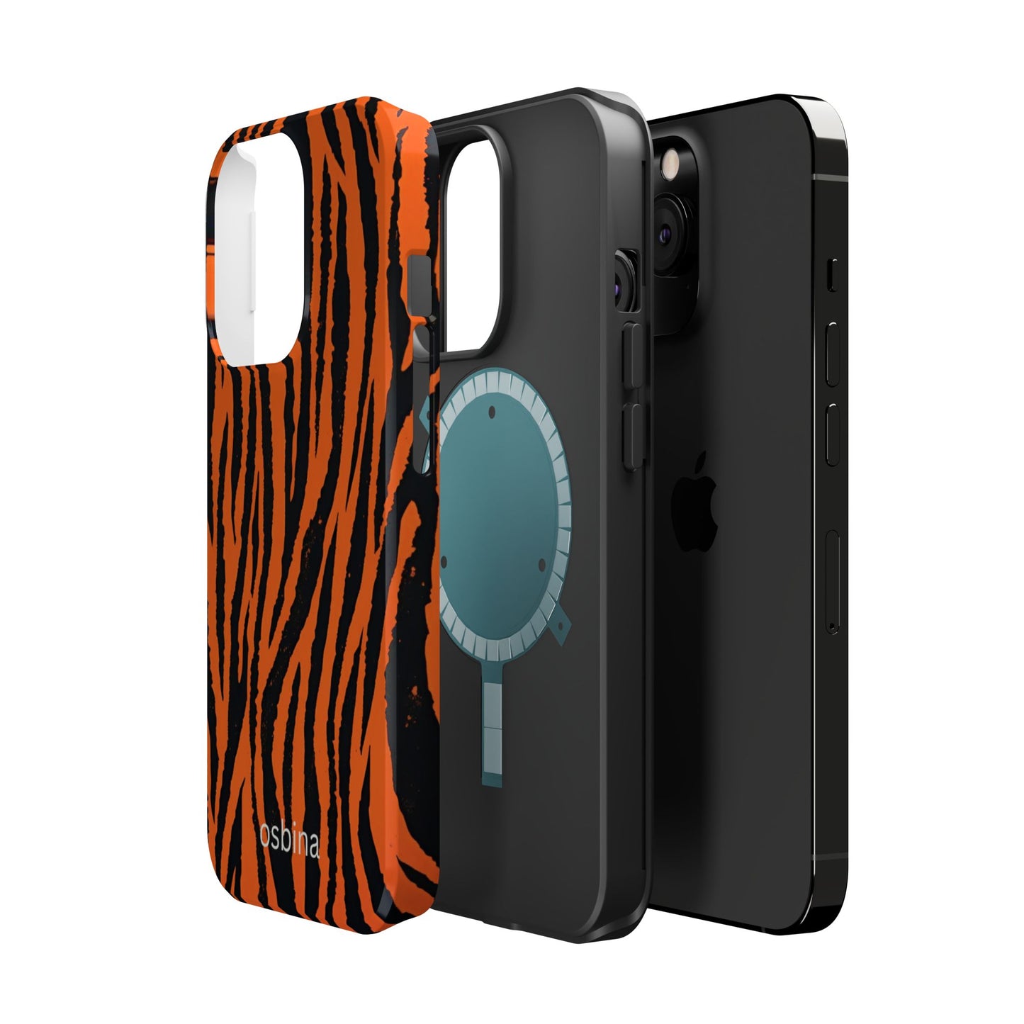 osbina | MagSafe Compatible for iPhone | Tiger, But Make It Chic — The Bengal Stripe Case in Orange + Black | The Season Collective