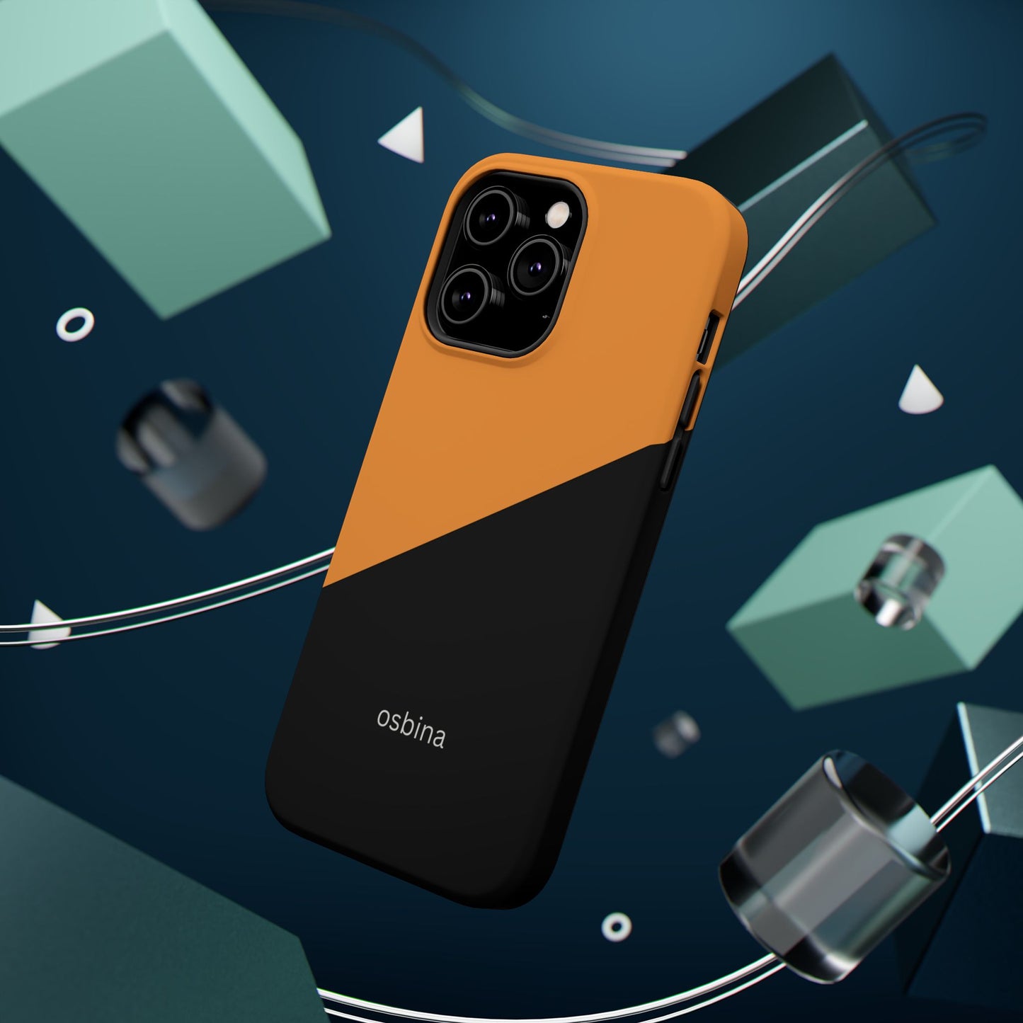 osbina | MagSafe Compatible for iPhone | Bold Moves Only — The Orange + Black Split Diagonal Case | The Season Collective