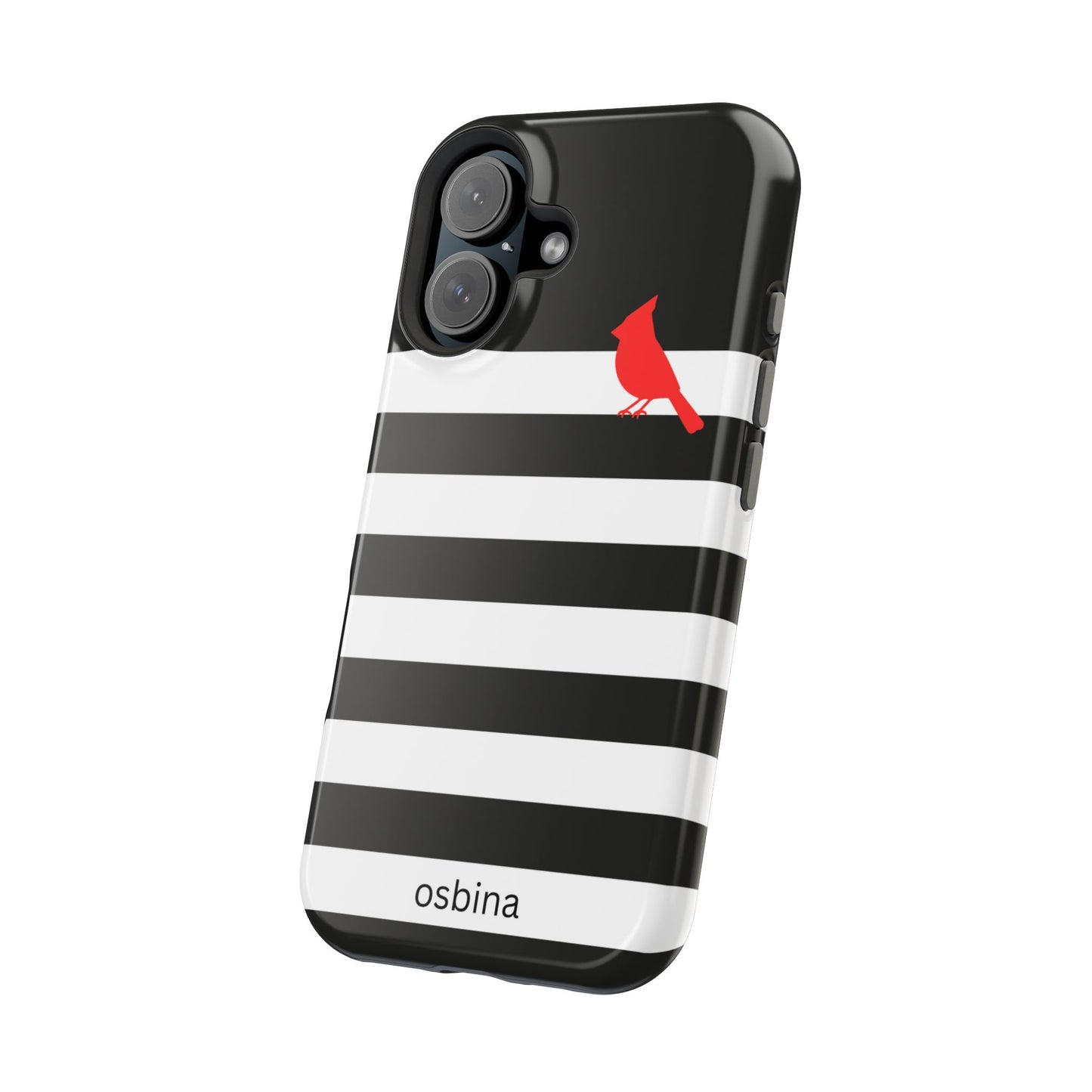 osbina | MagSafe compatible for iPhone | Redbird Edition Thinking of You Phone Case Black & White Stripe | Inspired By Collection