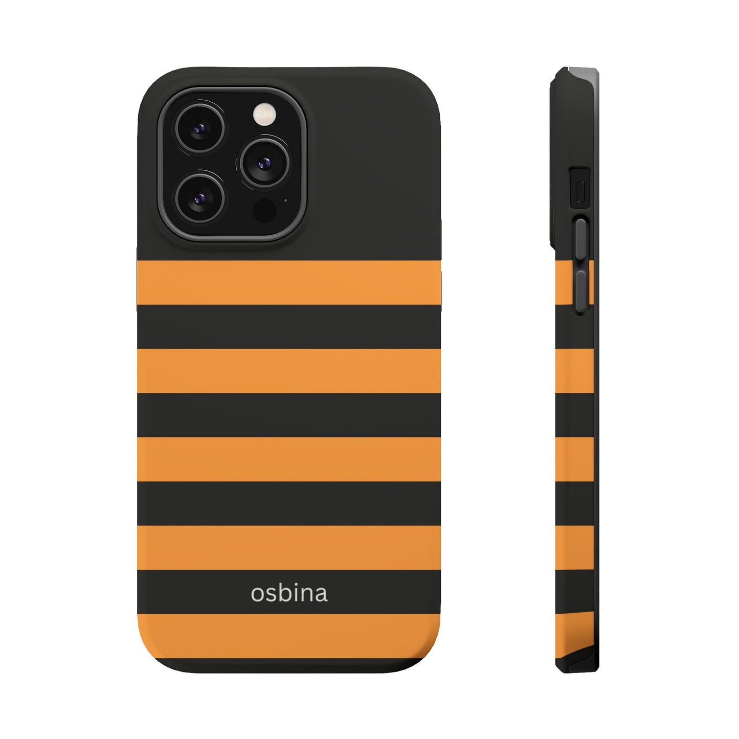 osbina | MagSafe Compatible for iPhone | The Horizon Stripe Case in Black + Orange | The Season Collective