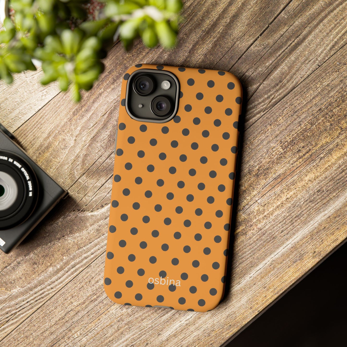 osbina | Spot On Chic — The Orange + Black Polka Dot Case | The Season Collective