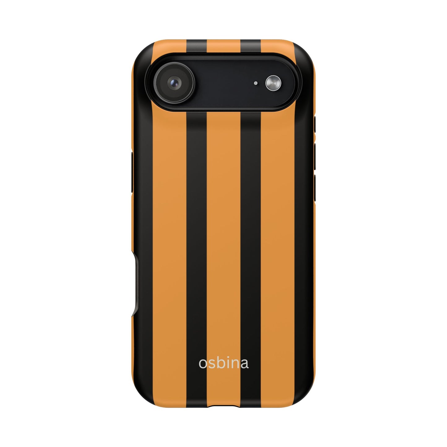 osbina | MagSafe Compatible for iPhone | The Statement Stripe Case in Black + Orange | The Season Collective