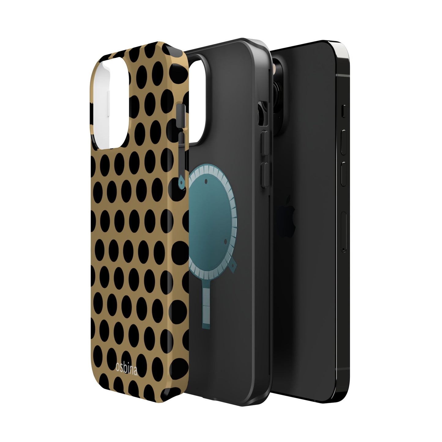 osbina | MagSafe compatible for iPhone | Camel Noir Dots Phone Case | Modern Muse Collection