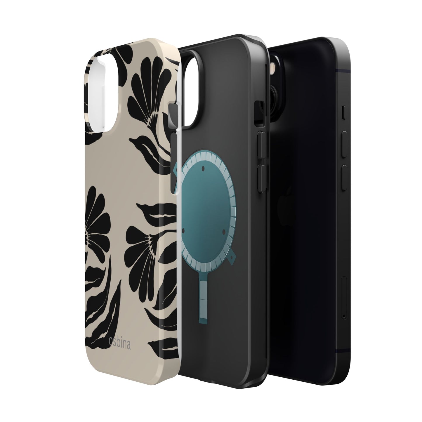 osbina | MagSafe compatible for iPhone | Obsidian Bloom Flower Phone Case | Modern Muse Collection