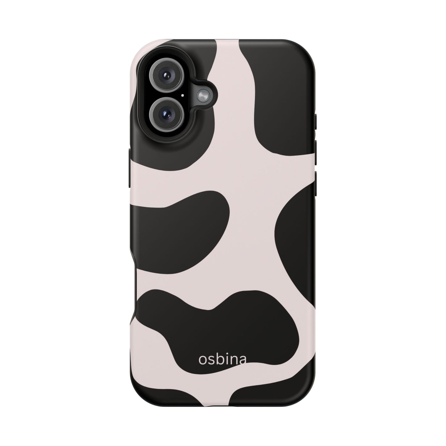 osbina | MagSafe compatible for iPhone | Prairie Chic Pink & Black Cow Print Phone Case | Modern Muse Collection