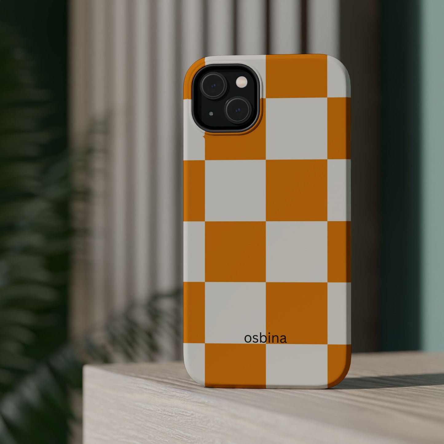 osbina | MagSafe Compatible for iPhone | Check You Out — The Orange + White Check Case | The Season Collective