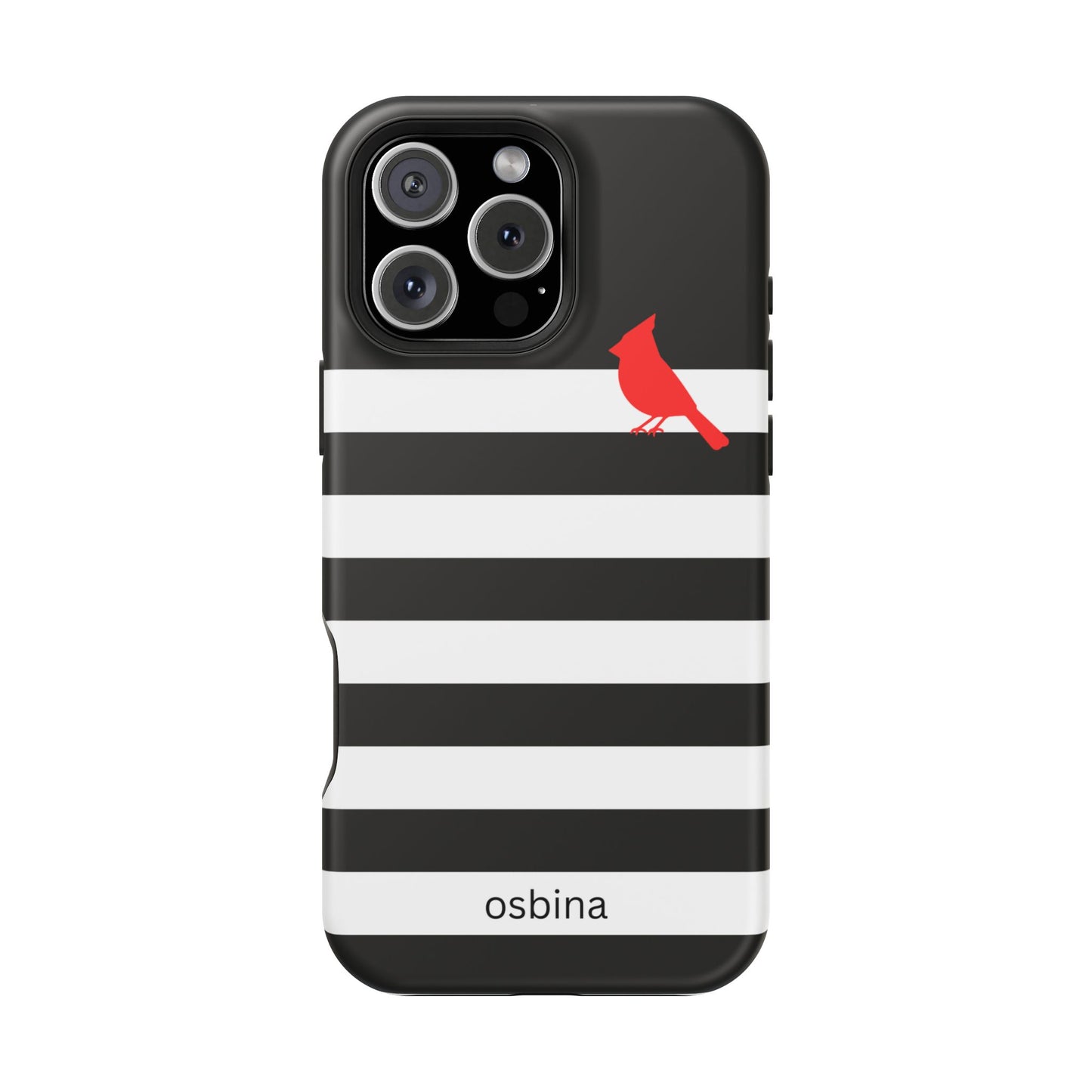 osbina | MagSafe compatible for iPhone | Redbird Edition Thinking of You Phone Case Black & White Stripe | Inspired By Collection
