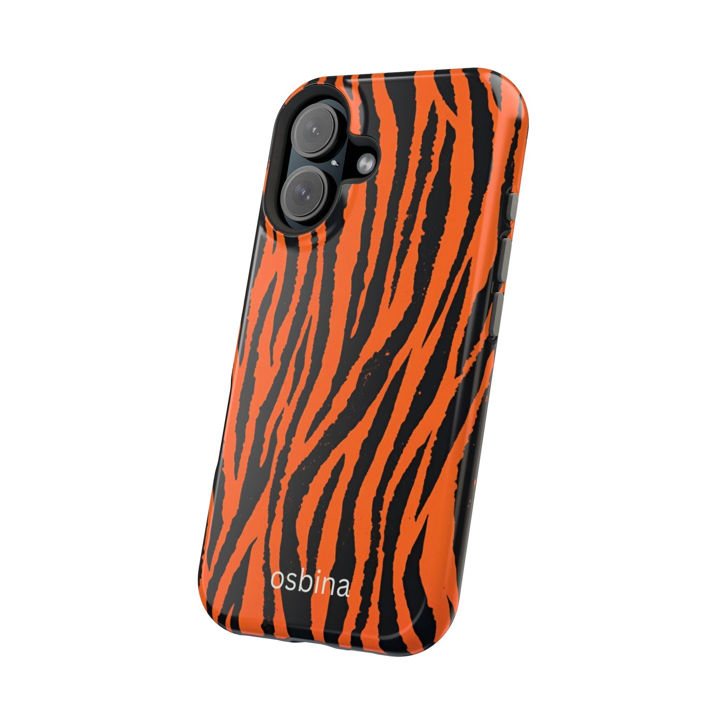osbina | MagSafe Compatible for iPhone | Tiger, But Make It Chic — The Bengal Stripe Case in Orange + Black | The Season Collective