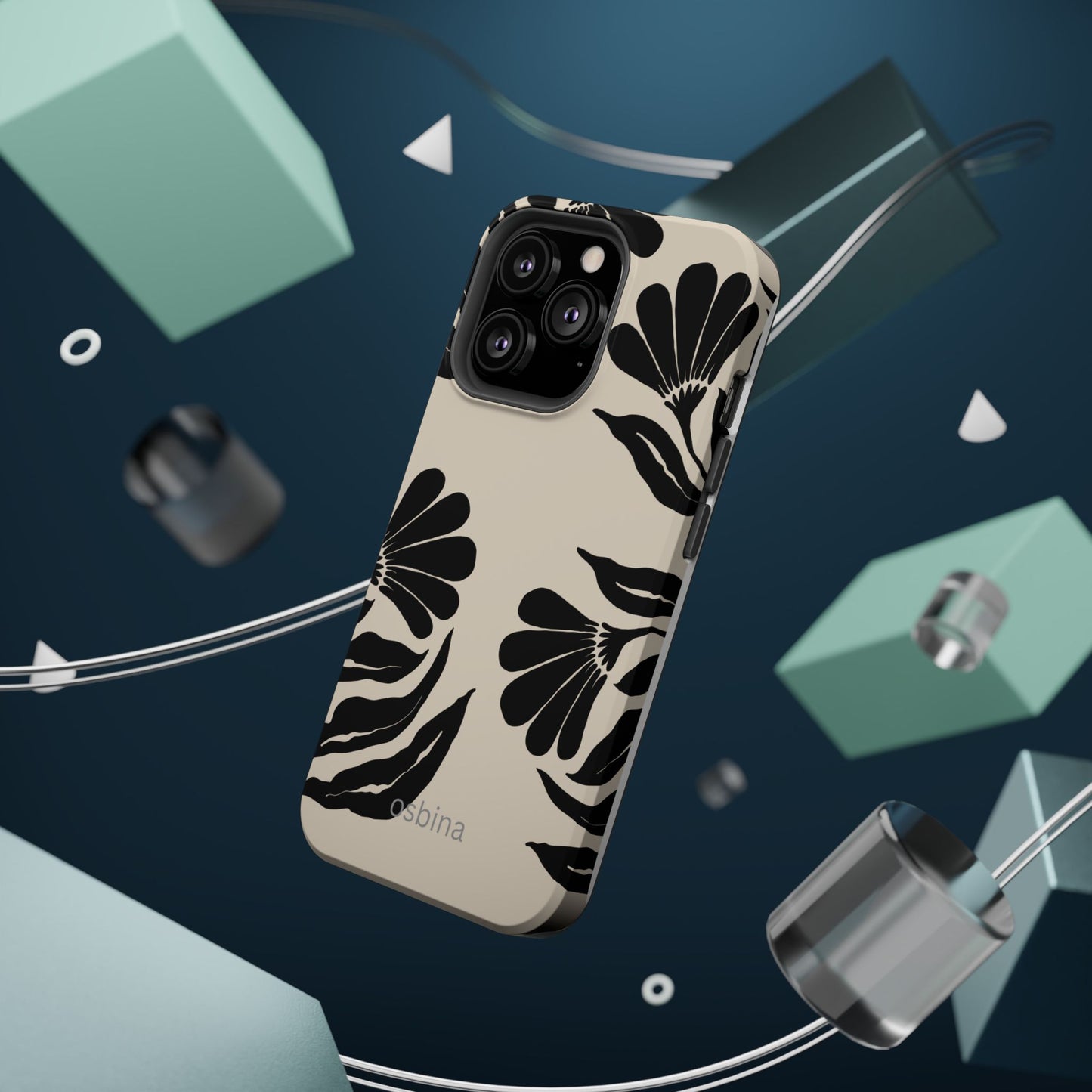 osbina | MagSafe compatible for iPhone | Obsidian Bloom Flower Phone Case | Modern Muse Collection
