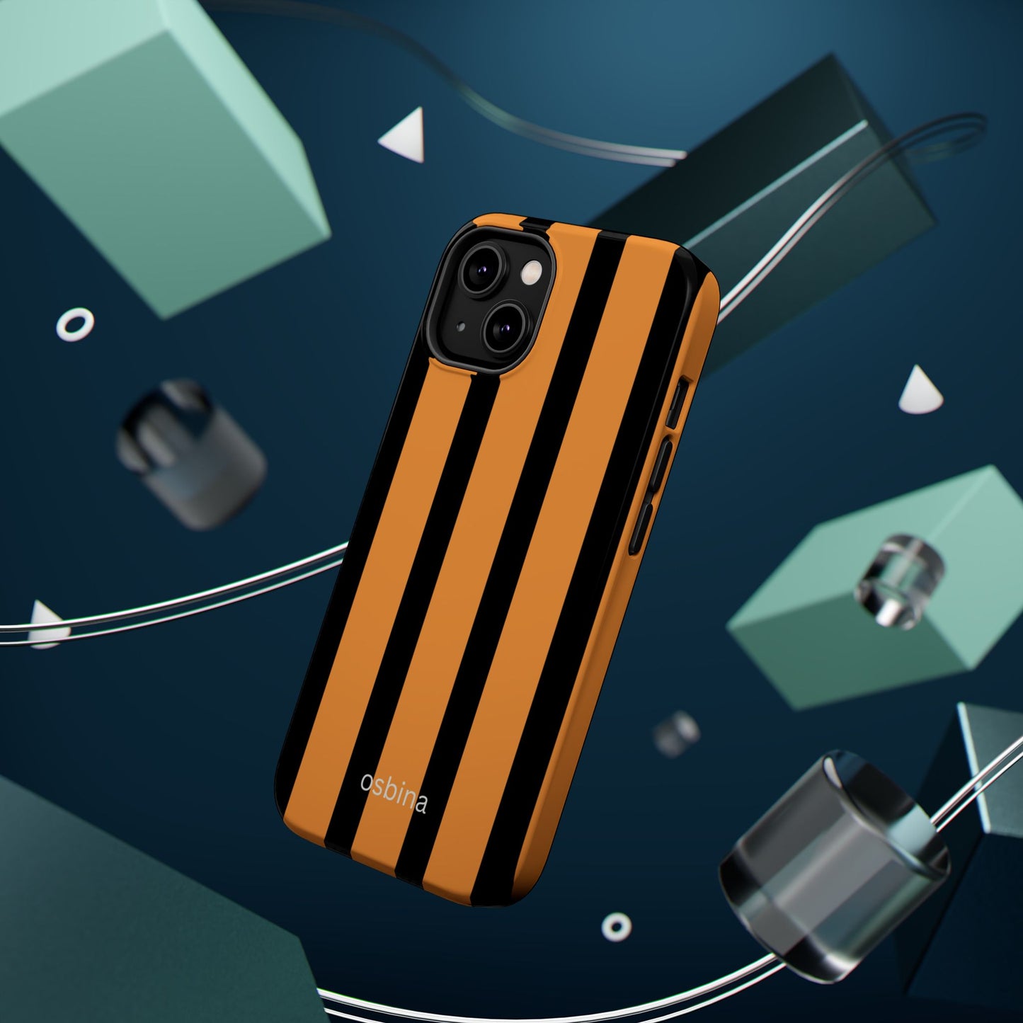 osbina | MagSafe Compatible for iPhone | The Statement Stripe Case in Black + Orange | The Season Collective