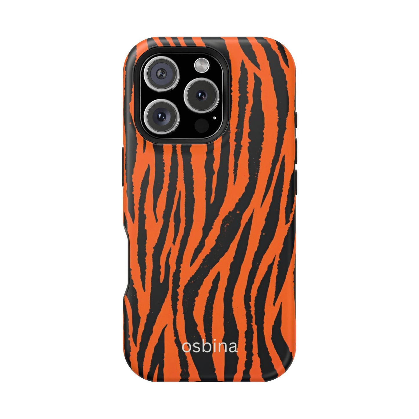 osbina | MagSafe Compatible for iPhone | Tiger, But Make It Chic — The Bengal Stripe Case in Orange + Black | The Season Collective