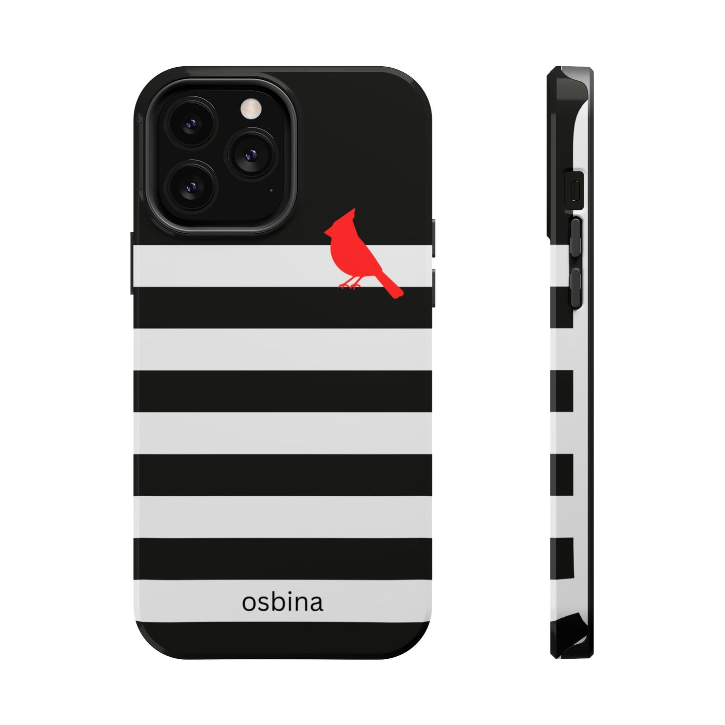 osbina | MagSafe compatible for iPhone | Redbird Edition Thinking of You Phone Case Black & White Stripe | Inspired By Collection