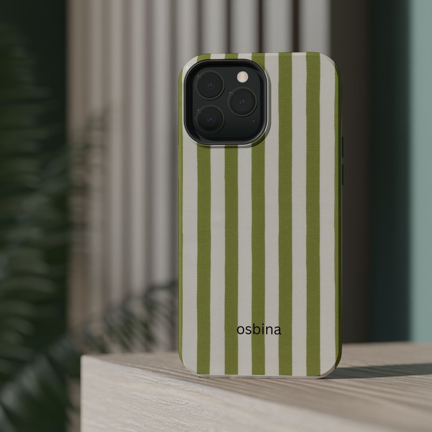 osbina | MagSafe compatible for iPhone | Verde Stripe Phone Case | Color Edit Collection