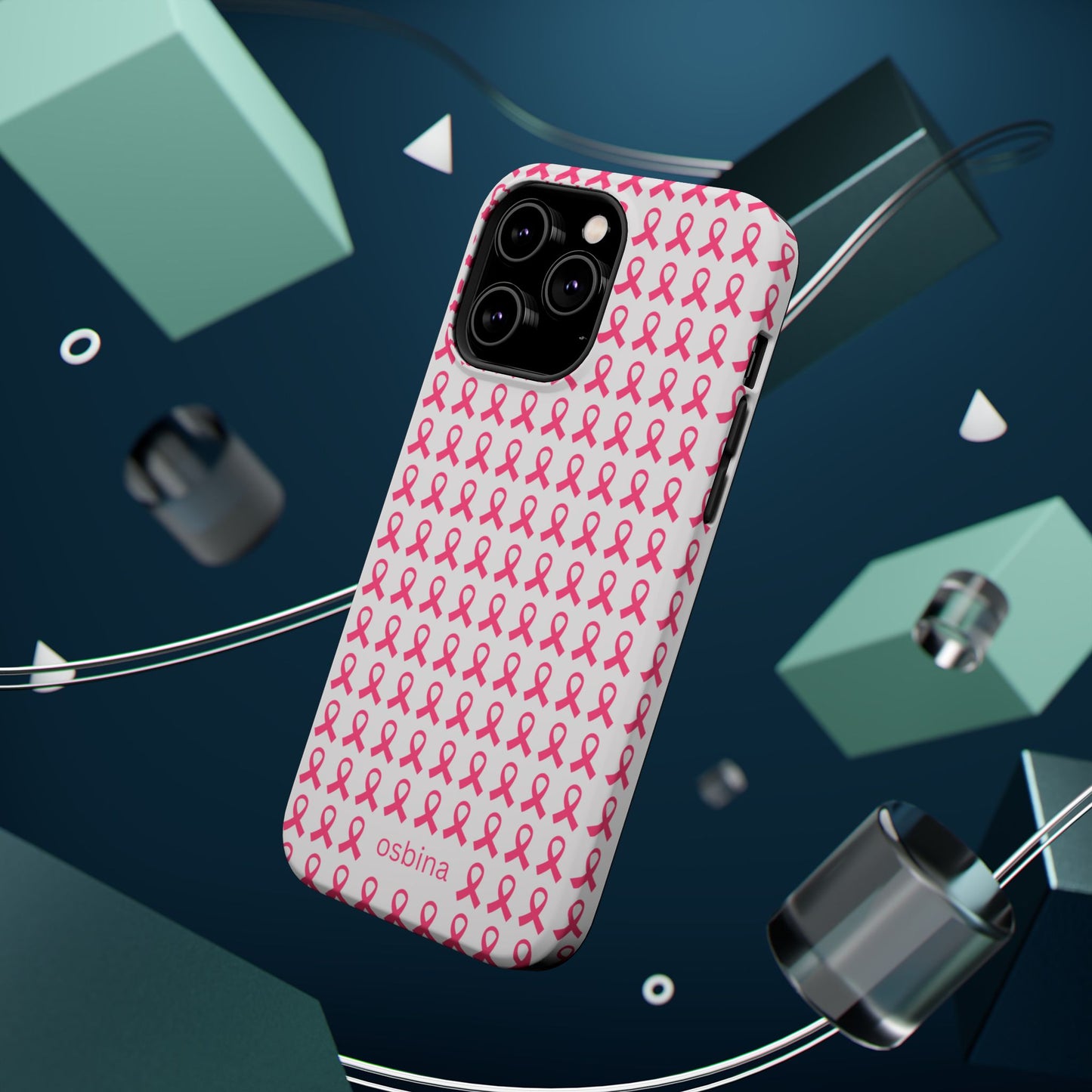 osbina | MagSafe compatible for iPhone | Limited Edition The Side By Side Pink Ribbons Case in Light Pink + Soft Pink + Hot Pink | The Pink October Collection | Inspired By