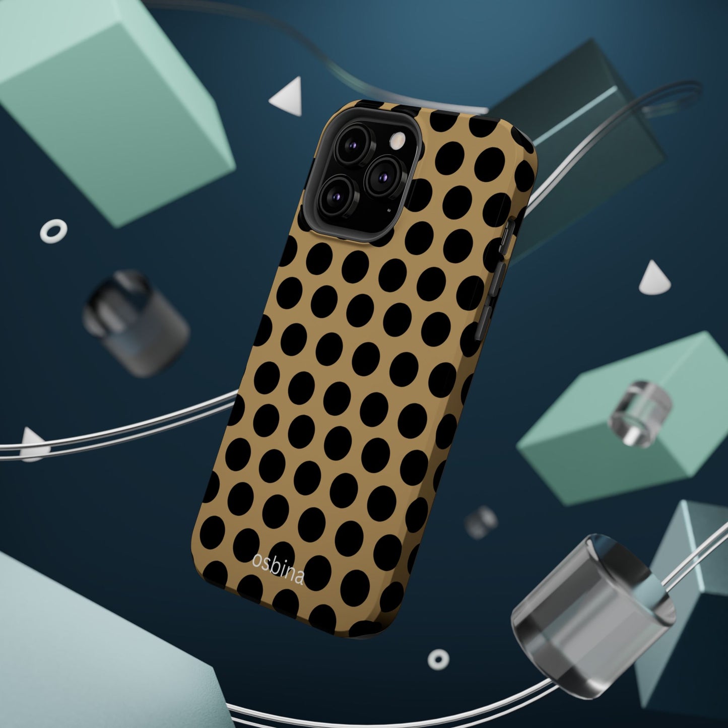 osbina | MagSafe compatible for iPhone | Camel Noir Dots Phone Case | Modern Muse Collection