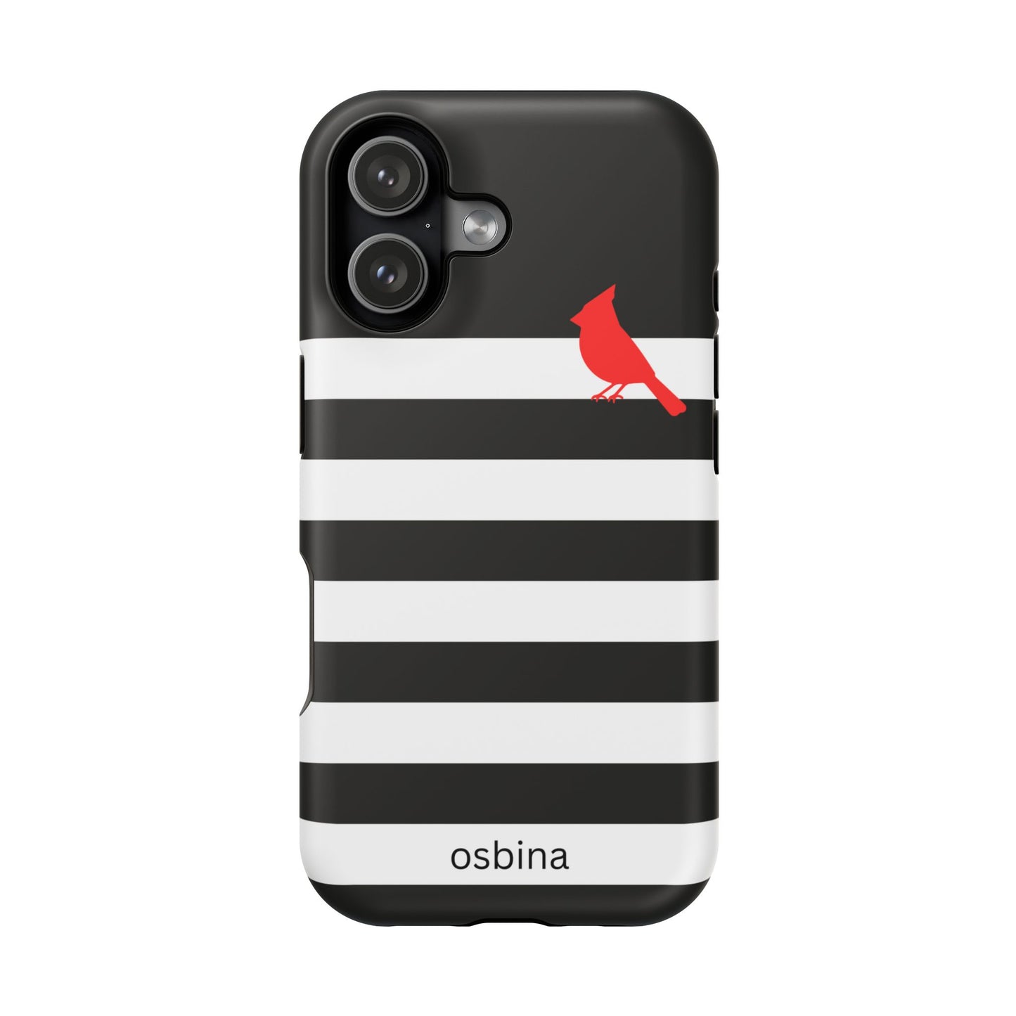 osbina | MagSafe compatible for iPhone | Redbird Edition Thinking of You Phone Case Black & White Stripe | Inspired By Collection