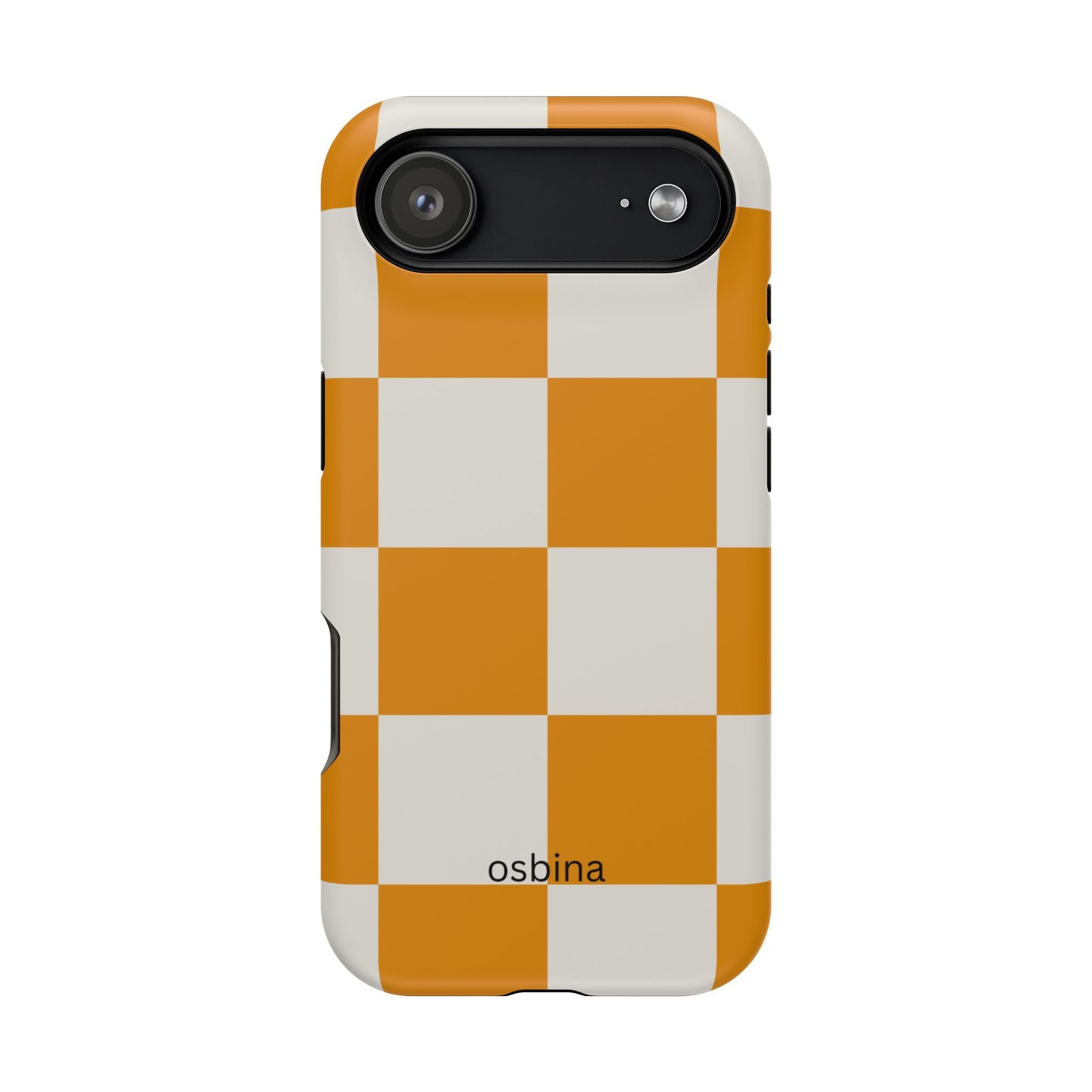osbina | MagSafe Compatible for iPhone | Check You Out — The Orange + White Check Case | The Season Collective