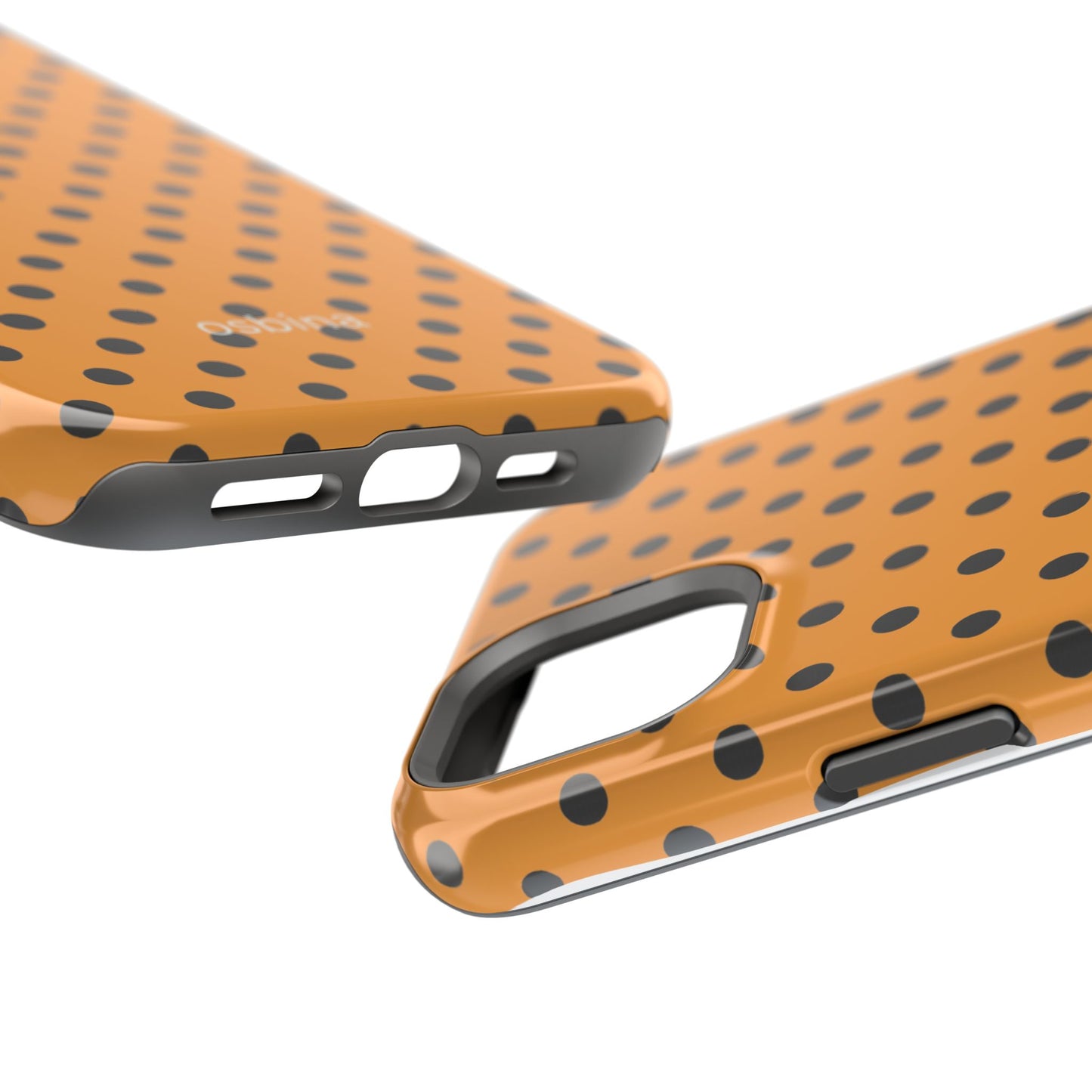 osbina | MagSafe Compatible for iPhone | Spot On Chic — The Orange + Black Polka Dot Case | The Season Collective