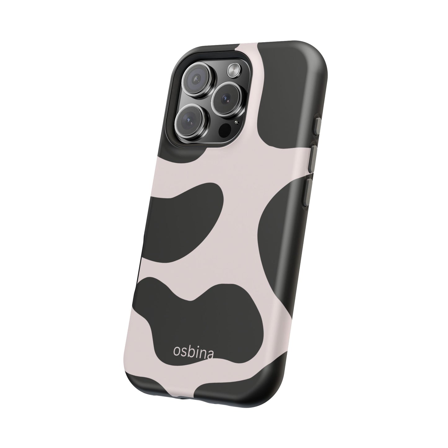 osbina | MagSafe compatible for iPhone | Prairie Chic Pink & Black Cow Print Phone Case | Modern Muse Collection