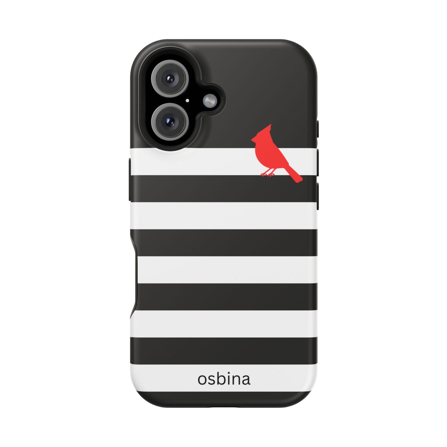 osbina | MagSafe compatible for iPhone | Redbird Edition Thinking of You Phone Case Black & White Stripe | Inspired By Collection
