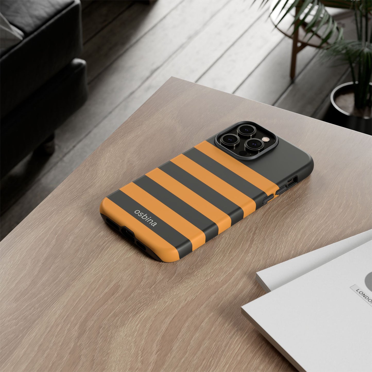 osbina | The Horizon Stripe Case in Black + Orange | The Season Collective