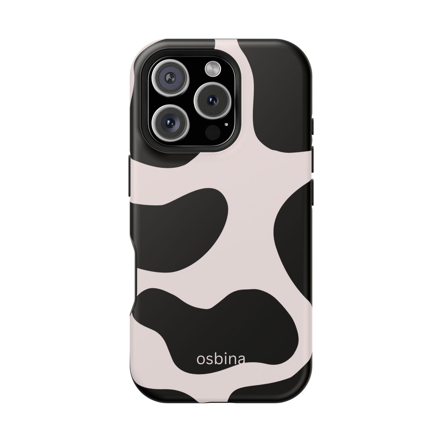 osbina | MagSafe compatible for iPhone | Prairie Chic Pink & Black Cow Print Phone Case | Modern Muse Collection