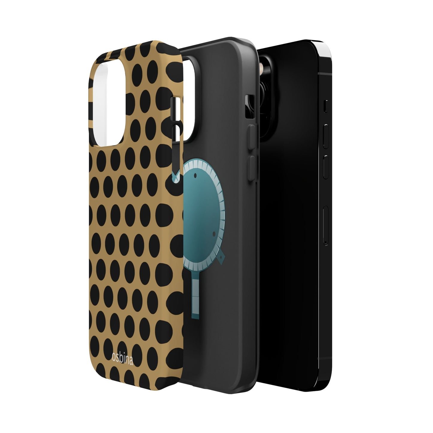 osbina | MagSafe compatible for iPhone | Camel Noir Dots Phone Case | Modern Muse Collection