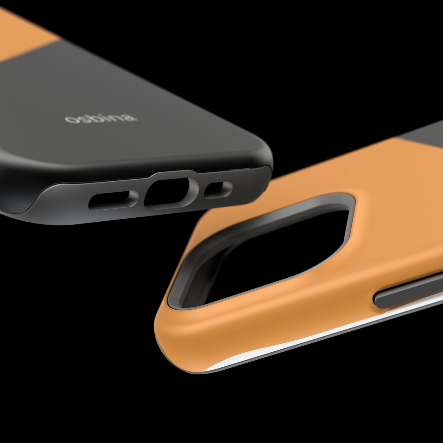 osbina | MagSafe Compatible for iPhone | Bold Moves Only — The Orange + Black Split Diagonal Case | The Season Collective