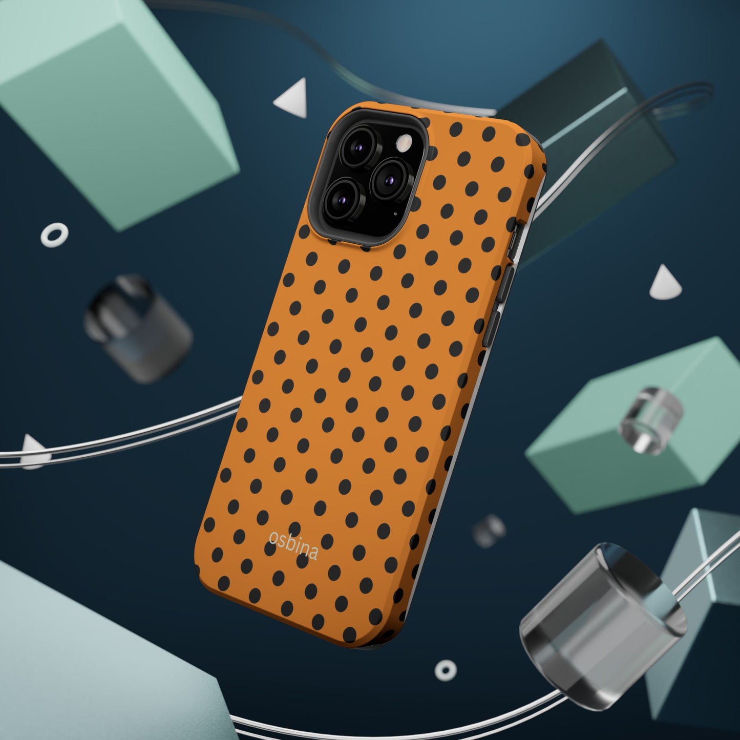 osbina | MagSafe Compatible for iPhone | Spot On Chic — The Orange + Black Polka Dot Case | The Season Collective