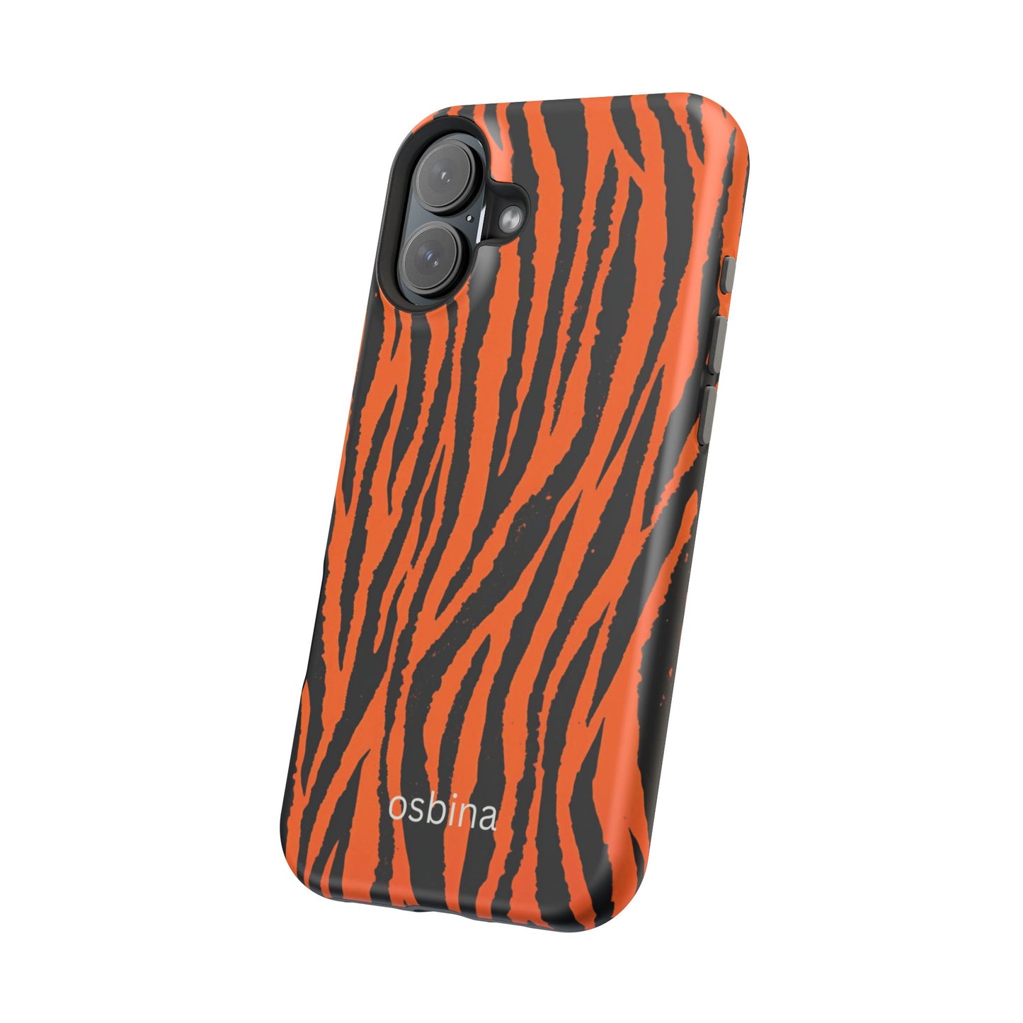 osbina | MagSafe Compatible for iPhone | Tiger, But Make It Chic — The Bengal Stripe Case in Orange + Black | The Season Collective