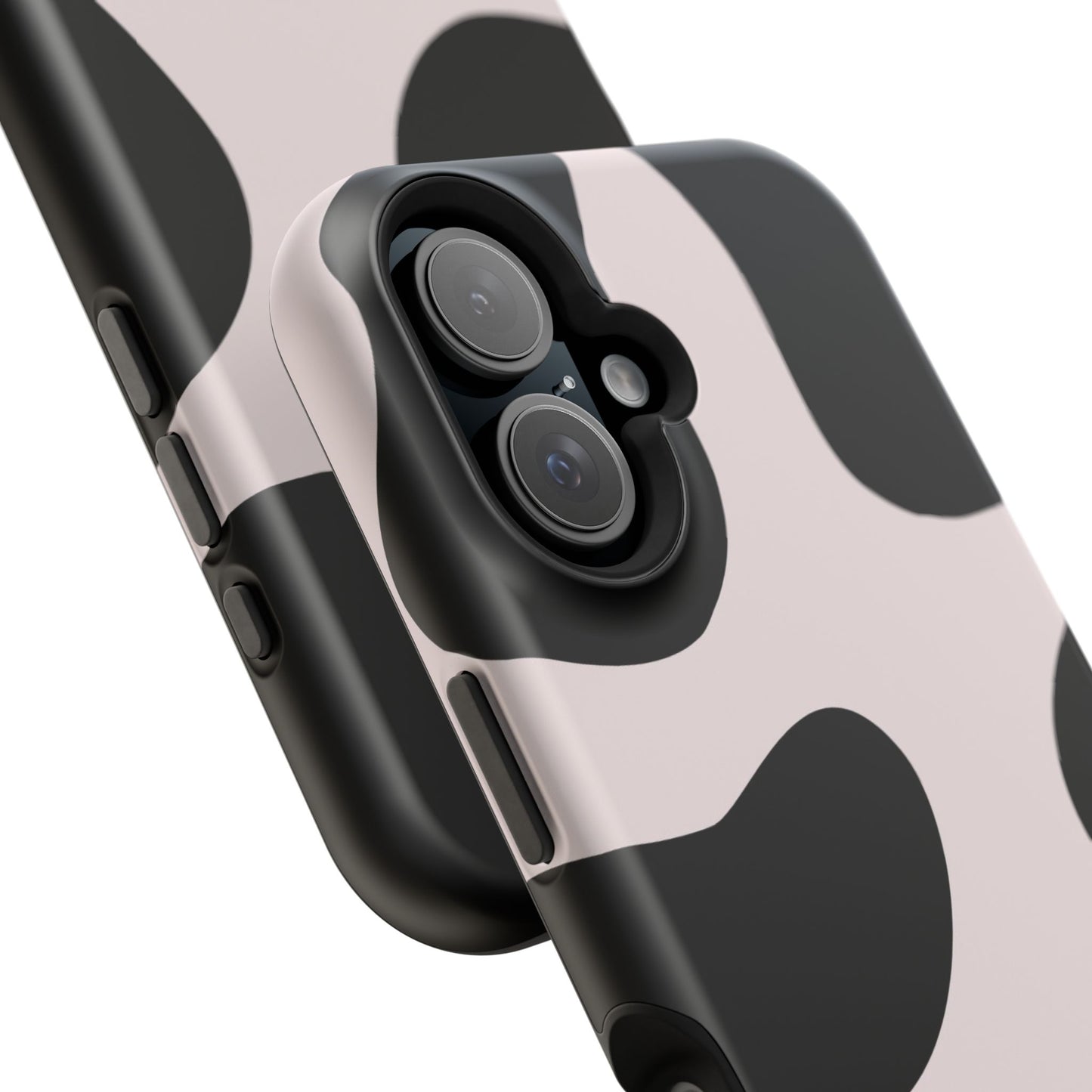 osbina | MagSafe compatible for iPhone | Prairie Chic Pink & Black Cow Print Phone Case | Modern Muse Collection