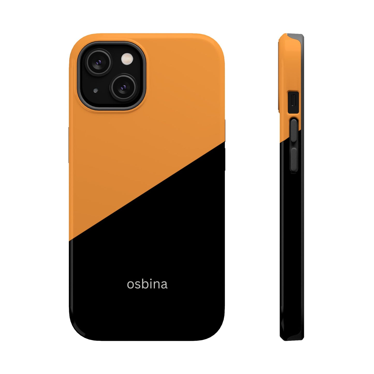 osbina | MagSafe Compatible for iPhone | Bold Moves Only — The Orange + Black Split Diagonal Case | The Season Collective